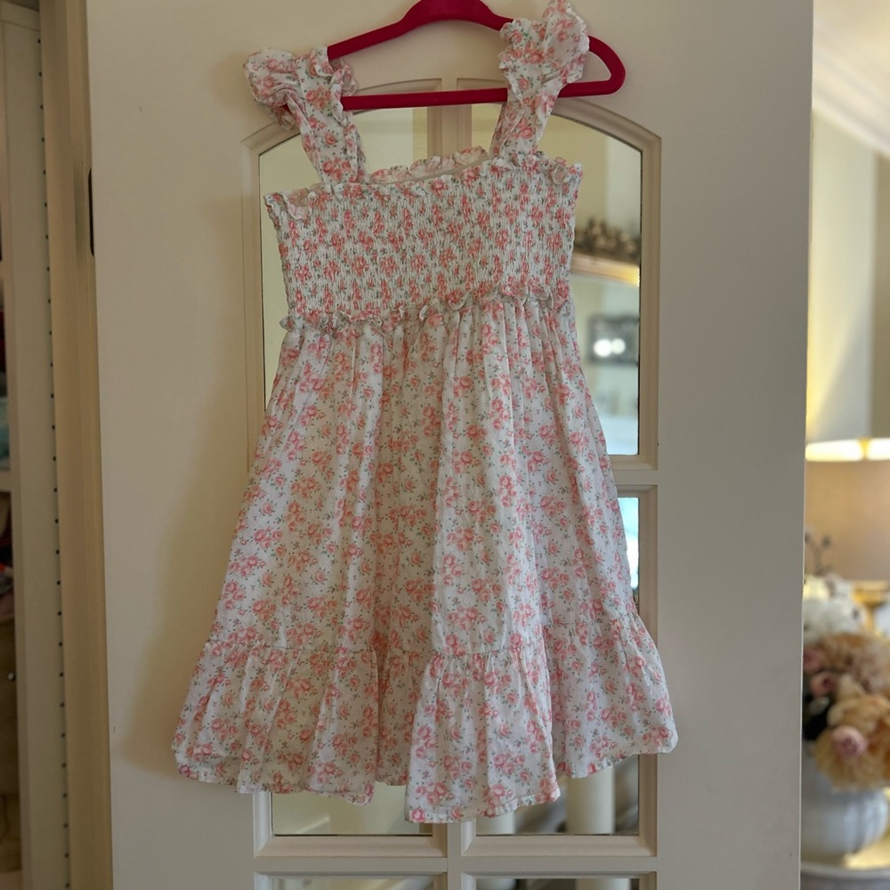 Janie and Jack White Dress with Pink Floral Print